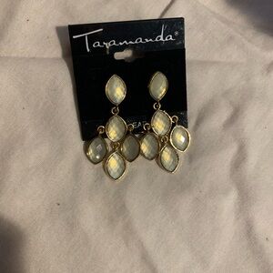 Gold and White Dangle Earrings